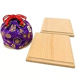 NEW 将棋駒台 新桂折将棋盤用 駒台と鈴花堂オリジナル駒袋 (和柄紫)