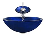 Aurora Sinks A34-BN-V Bathroom Ensemble with Pop Up Drain, Foil Undertone Glass Vessel, Sink, Ring a