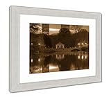 AshleyフレームプリントNight View Of Lake Clara Meerと超高層ビルAtlanta Usa、壁アートホーム装飾、ag6319147 40x34 Silver Frame 