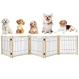 Oapety ペットゲート ペットフェンス 室内犬用 折りたたみ式 木製 犬 柵 脱走防止 飛び出し防止 高さ58cm 幅292cm 倒れない設計 簡単設置 中小型犬用