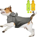 犬レインコート DQGHQME 犬 カッパ 梅雨対策 犬 、 通気 帽子付 散歩用 犬カッパ 夜間反射 犬 リード穴あり 犬の 防水ジャケット 着脱簡単、犬用雨具 完全防水 多サイズ