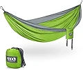 ENO ダブルネストハンモック 軽量 ポータブル 1~2人用 ハンモック キャンプ ハイキング バックパッキング 旅行 フェスティバル ビーチに シャルトリューズ/グレー