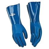 KINCO 7182W-L PVC Sandy Finish Glove, Seamless Cotton Lining, 12 Gauntlet Cuff, Large, Blue by KINCO