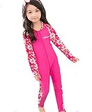 男の子/女の子 キッズ水着 長袖 フルスーツ ダイビング 子供水着 スクール水着 スイムウエア 日焼け防止 UVカット アニメ専線 (LLLLLサイズ, ローズレッド)