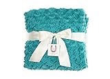 Max Daniel Teal CozyツイストBaby Blanket – 両面 – Pipedエッジ