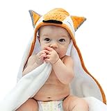 フード付きベビータオル- 100 %コットンバスタオルwith Cute & Adorableフォックスフード – ソフトスーパー吸収性、通気性、ベビーシャワー&低刺激性 – 完璧なギフト – 34 