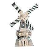 夢の空　木製3D 立体 DIYパズルジグソー　積み木 セット 手芸 手作り シミュレーション模型アクティビティ 組み立て 風車建築模型 色を塗ることできる　お誕生日、進学お祝いプレゼント　飾り物 知育