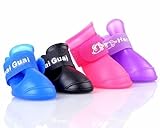 【 4足 セット 】 ペット 用 保護 シューズ 愛犬 の 足 を守る 雨 靴 PVC 怪我 ...