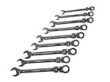 Faithfull Ratchet Combination Spannerフレックスヘッドのセット9