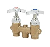 T&S Brass B-2297 Mixing Valve, 3-Inch Center, Four-Arm Handles, 3/8-Inch Npt Female Inlets/Outlet, L