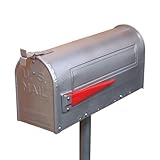 〔INK-1501032Hset(ink-sc3134039s-set)〕　アメリカンポスト｜メールボックス　スタンドセット　シルバー　【本体サイズ：Ｗ185*Ｄ515*Ｈ1180】