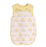 Limi　ベビー　キッズ　6重ガーゼー　綿100%　スリーパー　パジャマ　寝袋　柔らか　夏秋　かわいい動物柄 (M, イエロー)