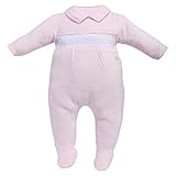 Cream Bebe Newborn Baby Smocked Footed Romper, One-piece Footie (3-6 Months, Pink) by Cream Bebe