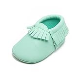 (プタス) Putars 赤ちゃん靴 スリッポン フリンジ ファーストシューズ つま先保護 やわらかい 歩行練習 履き心地いい 女の子 ベビーシューズ 出産お祝いプレゼント ギフト (13, グリーン