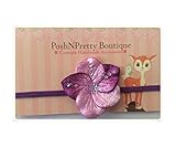 2 Elegant five Petal Velveteen Flower Applique baby PoshNPretty headband - Purple by PoshNPretty