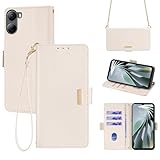 Libero 5G IV ケース リベロ5g iv スマホケース ショルダー ストラップ付き libero 5g iv a302zt ケース スタンド機能 カード収納 耐衝撃 リストストラップ付き libero5g4 スマホケース おしゃれ 女性 のあるメタルバックル ONETHEFUL ZTE Libero 5G IV ケース 手帳型 斜め掛け 適応 6.6 インチ - 白