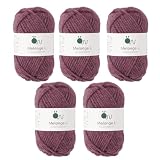 原ウール knitworm 毛糸 5玉セット Melange L メランジ極太 極太 30g(45m) ウール60％ アクリル40％ (20.プラム)