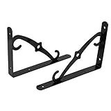 DealMux家庭ストア壁掛け250x160mmのL字状の金属シェルフブラケット支持ホルダブラック2PCS