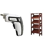 『電動ドライバー 充電式 RD110-W ホワイト』と『ウッディラック斜めシェルフ 幅58.5×奥行26.5×高さ118.5 ブラウン WOR-120N』のセット