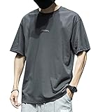 [EASTEMPO] Tシャツ メンズ 半袖 ゆったり 無地 綿100 夏 おしゃれ カットソー 大きいサイズ (グレー, L)