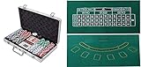 （シャシャン）XIAXIN カジノ ポーカー セット ルーレット ブラックジャック リバーシブル プレイ マット ZA-410+ZA-411 (EURO仕様ゲームマット+チップ300枚、カード、ダイス（アルミケース入り）)
