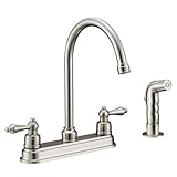 610071　Two Handle Satin Nickel Kitchen Faucet with Sprayer - 8 inch Centers　キッチン蛇口　Designers Impress