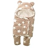 おくるみ 新生児 秋冬 赤ちゃん ボア 星柄, TMVOK あったか おくるみ 柔らかい 出産祝い かわいい ベビー用スリーパー (ブラウン)