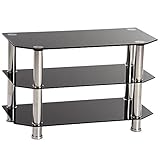 OSPI（オスパイ） TV台 テレビ台 テレビボード 強化ガラス ディスプレイ 収納 ラック ブラック 3段