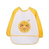 通気性のある防水袖付きベビービブキッズ給仕用スモックオレンジ