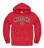 Maryland Terrapins大人用アーチとロゴフード付きスウェットシャツ – レッド S