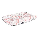Floral Changing Pad Cover in Coral Pink and Navy Blue by The Peanut Shell by The Peanut Shell