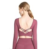 [ARMOTO] ヨガウェア スポーツウェア レディース 長袖 揺れない 内蔵成型カップ トップス ピュアコットン ストレッチ素材 サムホー