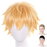 [CaseEden] コスプレ ウィッグ フルウィッグ 耐熱 ショートヘア ショート ライトゴールド 金髪 WIG6094