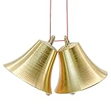 MrMrKura ベル 工芸装飾用 鈴 2個セット 赤縄付き 金属製 DIY手作り クリスマス ベル 呼び鈴 真鍮 風鈴 オーナメント ウィンドチャイム ヴィンテージスタイル ブロンズ 飾り物 カウベル ペット首輪用ベル