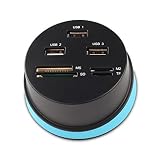 USBハブ カードリーダー HUB 3ポートUSB2.0対応 SD/TF/CFカードリーダー (ブルー)
