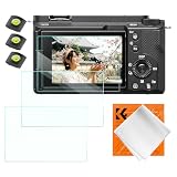 【三枚セット】K&F CONCEPT ガラスフィルム SONY ZV-E1 A7 IV A6700 A7CII ZVE10 Ⅱ 対応 高透率 9H強化ガラス 耐衝撃 飛散防止 自动吸着カメラ用保護フィルム スクリーンプロテクター カメラ用アクセサリー ホットシューカバー付き