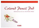ミューズ 水彩紙 ペンシルパッド A5 186ｇ ホワイト 20枚入り PEN-9903 緑 A5