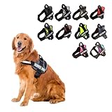 犬 ハーネス、中型犬 ハーネス、IDタグカスタム、引っ張り防止胴輪 首締め防止効果き、ペット用首輪、 サイズ調整可能 訓練 ハンドル付き、抜けない お出かけ 夜間反射、柔らかい素材 通気性、快適犬用ハーネス、イージーウォークハーネス、犬 ハーネス 人気、犬の散歩グッズ（黒色S）