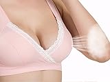 妊婦 授乳ブラジャー マタニティ スポーツブラ　ランニング/ヨガ/運動用/ 夜用ブラ (L, ピンク)