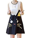 [ジャンーウェ] マタニティ ワンピース レディース ノースリーブ 猫柄 ゆったり おしゃれ 春夏 ブラックL