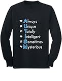 自閉症常に一意 – Autism Awareness幼児/キッズ長袖Tシャツ カラー: ブラック