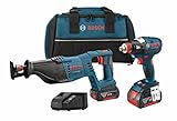 Bosch CLPK204-181 18V 2-Tool Combo Kit with Socket Ready Impact Driver, Reciprocating Saw, 2 Batteri