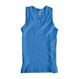 Plus Nao(プラスナオ) タンクトップ ノースリーブ トップス 無地 シンプル ラウンドネック キッズ ジュニア 子供用 男の子 男児 女の子 女 M ブルー