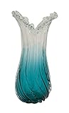 Benzara 58971ガラスのクリアブルーの花瓶
