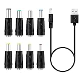 8 in 1 USB 電源ケーブル DC ジャック 8変換プラグ付き 5.5x2.1mm DC充電コード 扇風機 for PSP ソーラーパネル ーなど対応用 3.5*1.35mm/4.0*1.7mm/4.8*1.7mm/5.5*1.7mm/5.5*2.1mm/5.5*2.5mm/6.3*3.0mm/6.4*4.4mm (8 in 1 8変換プラグ付き)
