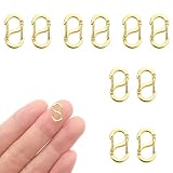 DELUXEFOX キーホルダー金具 10個入り 12mm カラビナ 小型 S字接続金具 ステンレス製 ハンドメイド キーリング アクセサリー ナスカン ネックレス ブレスレット 留め具 DIY 手芸用品 ハンドメイド アクセサリー ジュエリーアクセサリー (ゴールド)