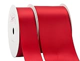 【Zofrud】レッド ダブルフェイス サテンリボン 2巻セット - 合計18メートル (25mm幅、50mm幅 x 9M) - 手芸、ギフトラッピング、ウェディングに最適