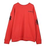 XUANKU原宿秋コートTシャツセーターLoose Sleevedレッドセーター印刷
