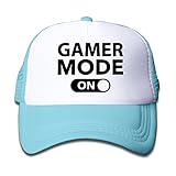 ボーイズ メッシュキャップ 通気性 今季最新 ウトドア メッシュハット ゲーマーモードオン 紫外線防止 帽子 カジュアル ストーリート系ライトブルー プリント付き 無地