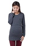 BEREAM 授乳 服 トップス 長袖 シャツ ロング 授乳口付き インナー カットソー ( M , ダークグレー )